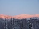 hills in pink with sunset